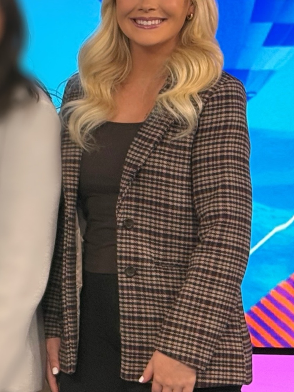 Abercrombie & Fitch Brown and Black Plaid Wool-Blend Blazer Jacket